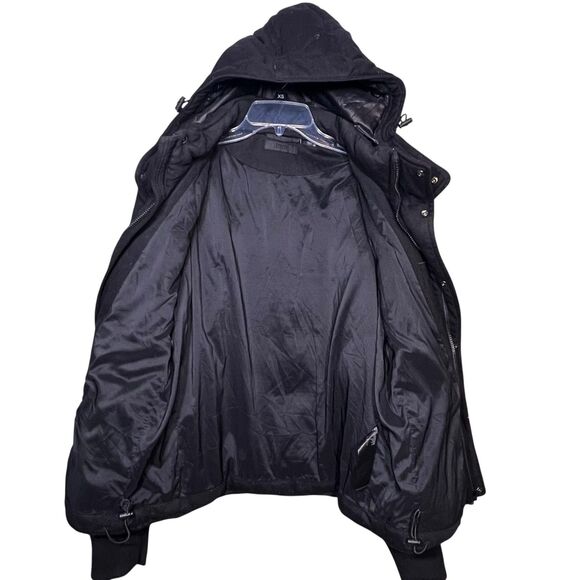 Uniqlo Down Puffer Jacket Womens Small Black Wool Blend Hooded Winter Coat Warm - Picture 4 of 13